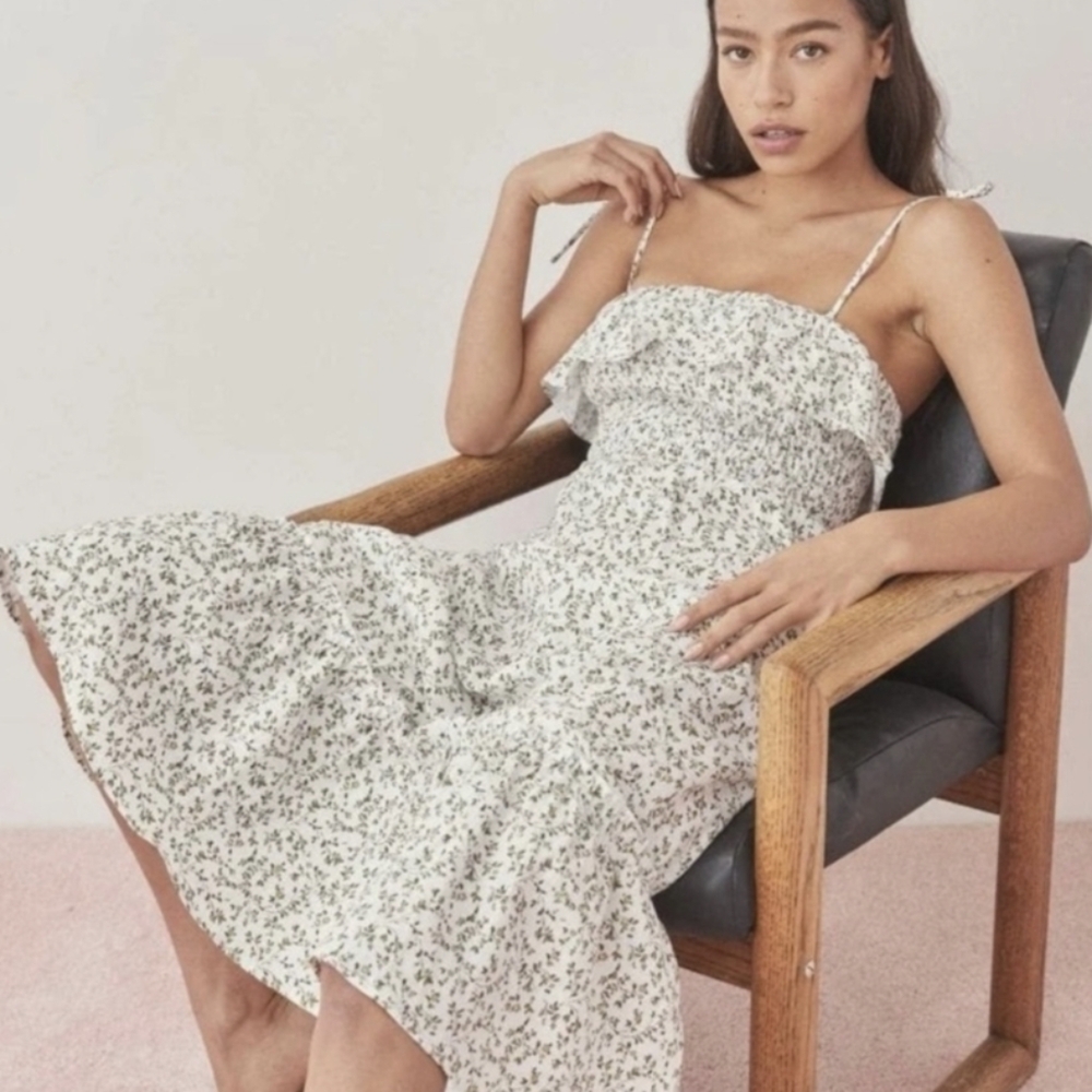 Reformation Ametrine Linen Midi Dress